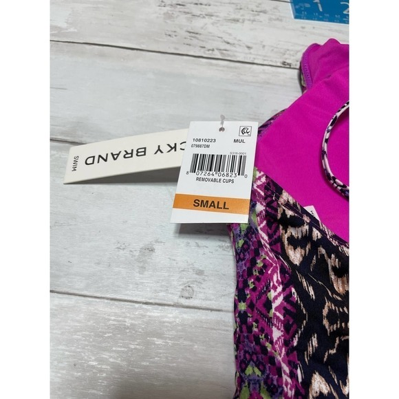 lucky Brand Boho Chic Printed One-Piece Swimsuit bathingsuit S grandma core slim - Picture 6 of 9